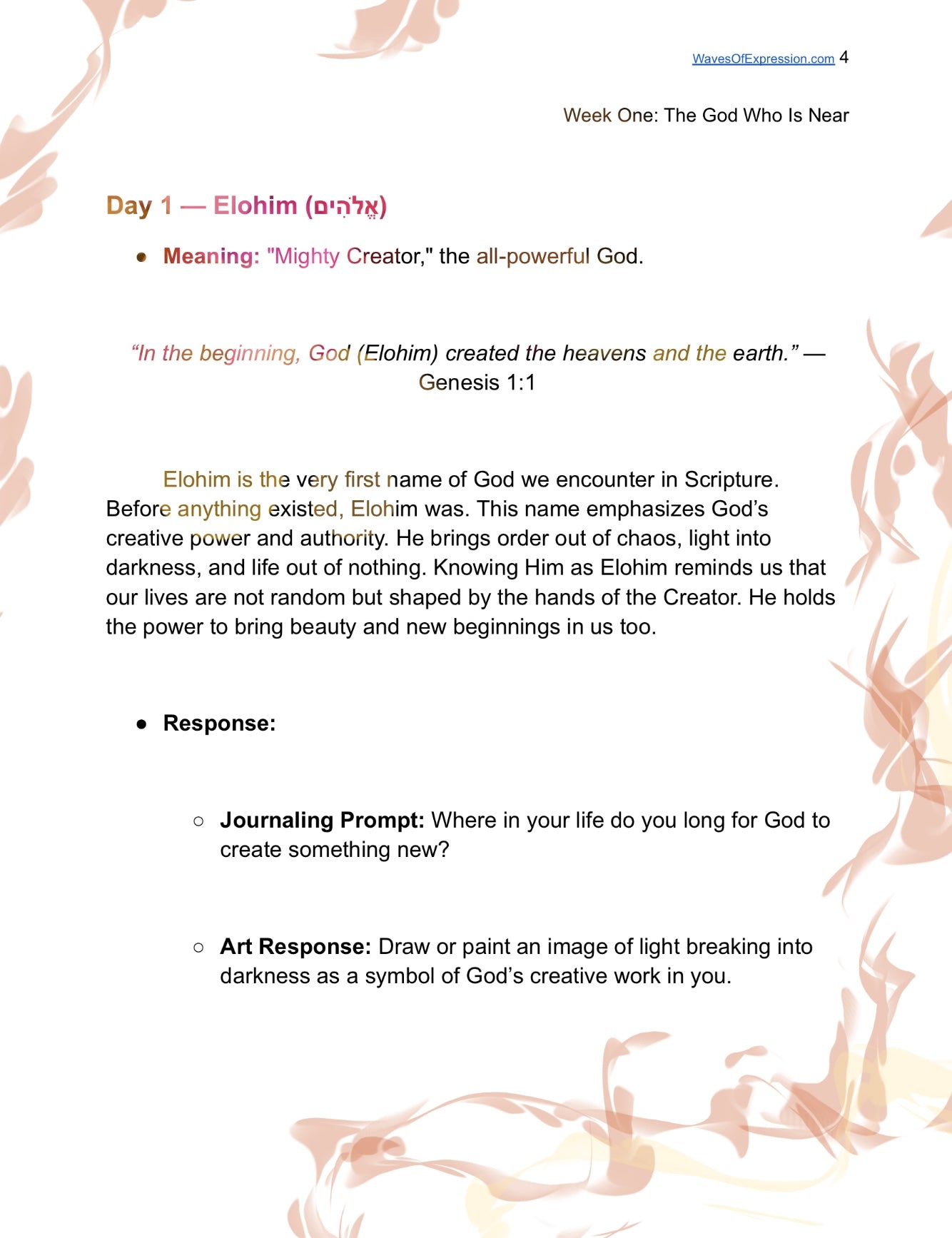 Dwelling In His Name: A Four Week Creative Digital Journal