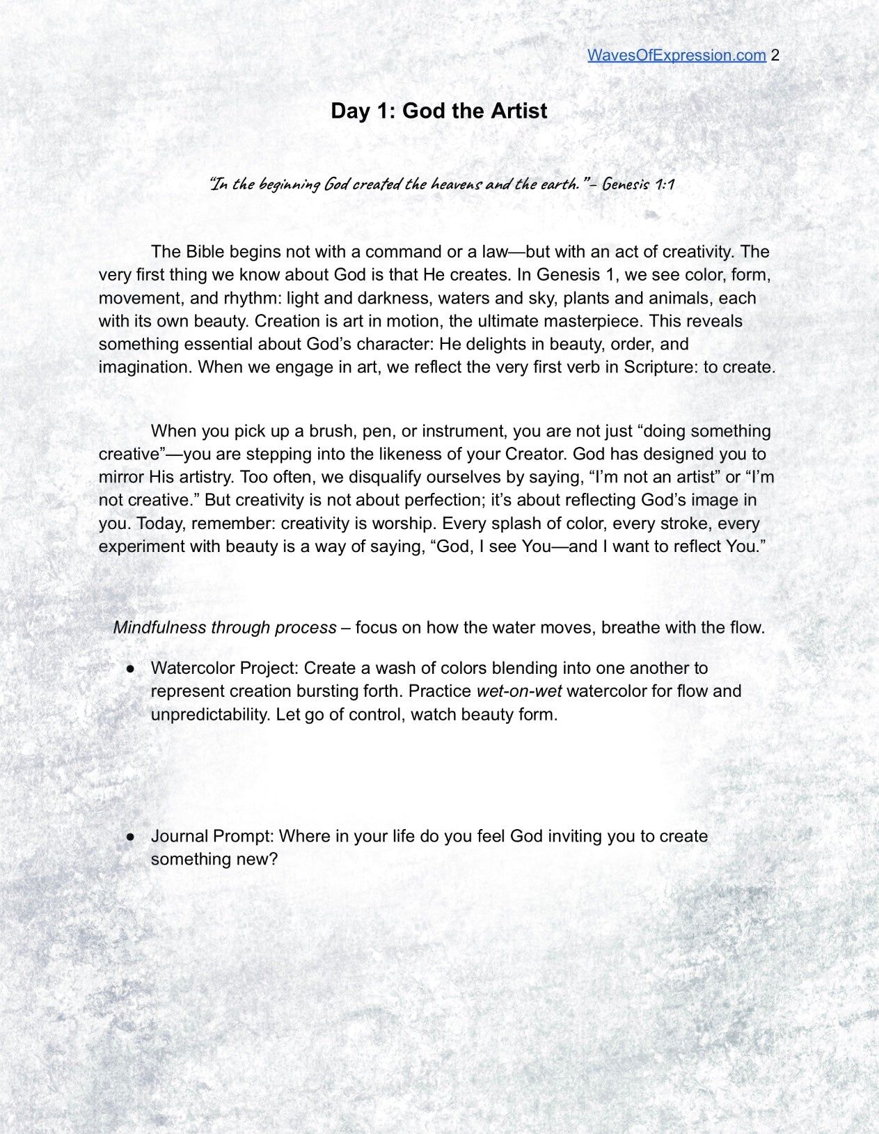 In His Image: A Creative Bible Watercolor Digital Journal